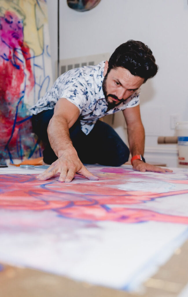 marc scheff on a huge painting